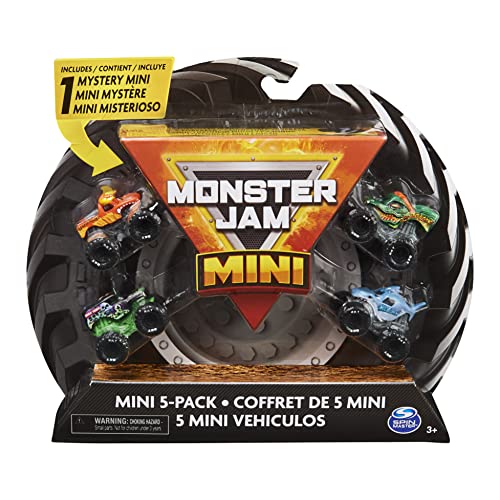 Monster Jam, Official Mini Collectible Monster Trucks 5-Pack with 1 Mystery Truck, 1:87 Scale