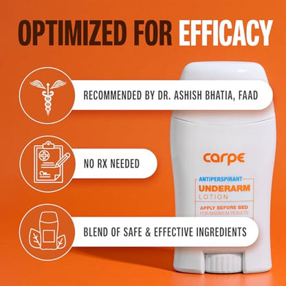 Carpe Underarm Antiperspirant and Deodorant, Clinical strength with all-natural eucalyptus scent, Manage and combat excessive sweating without irritation, Stay fresh and dry all day long