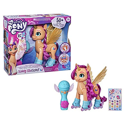 My Little Pony: A New Generation Movie Sing 'N Skate Sunny Starscout - Interactive 22.5-cm Remote Control Toy with 50 Reactions, Lights